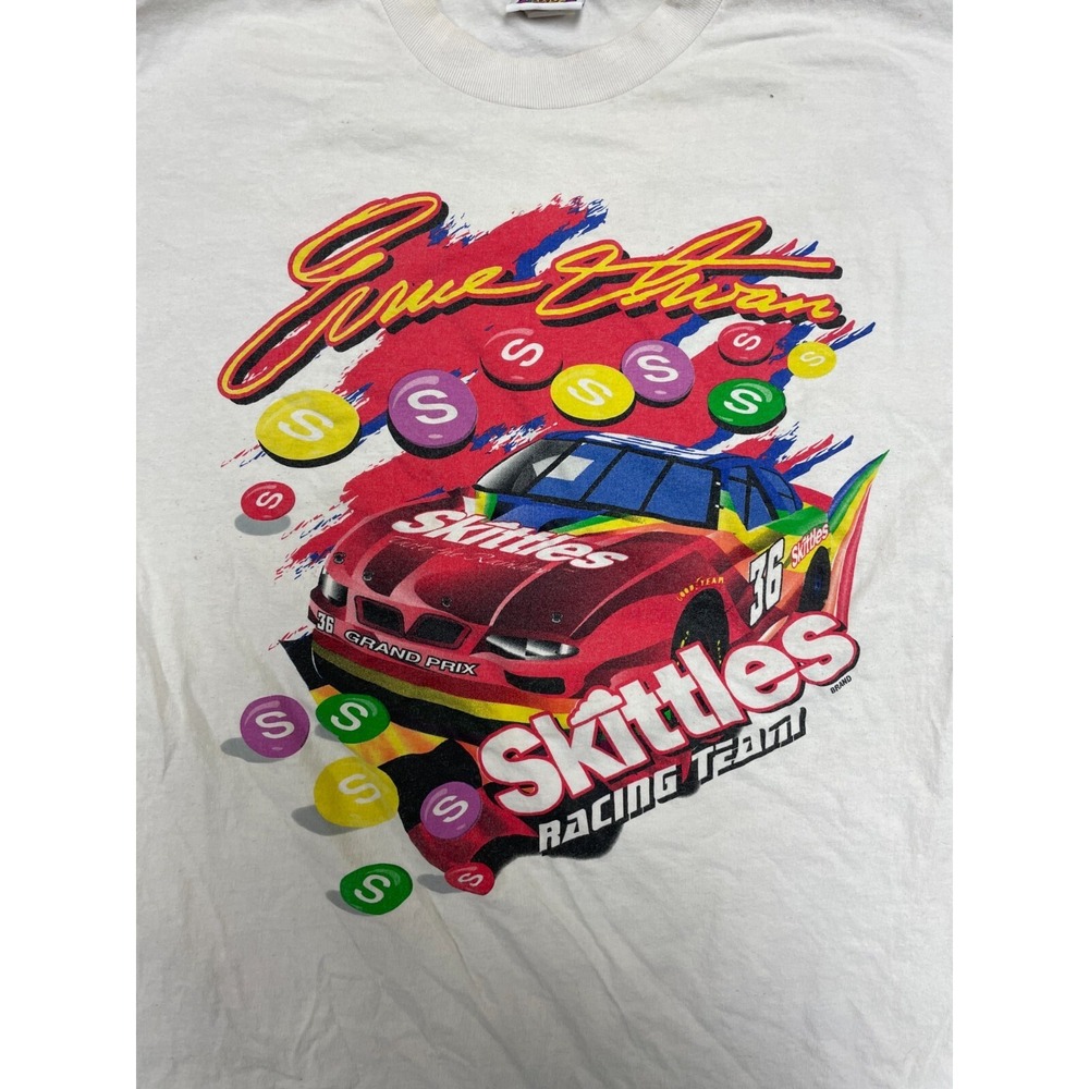 Vintage Ernie Irvan Shirt men xl White 1990s nascar Skittles racing - Picture 3 of 9